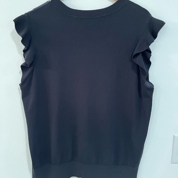 TED BAKER black ruffle sleeve floral blouse size 5 - Picture 6 of 9